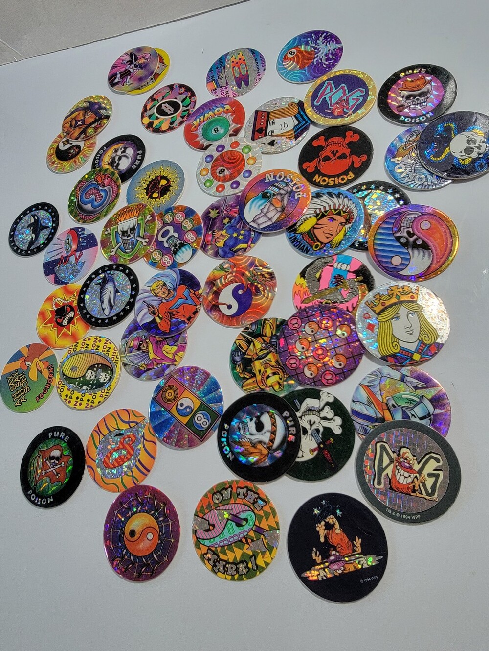 Vintage Pogs Milk Cap Slammer Whammers Lot Holographic Skull Looney Tunes
